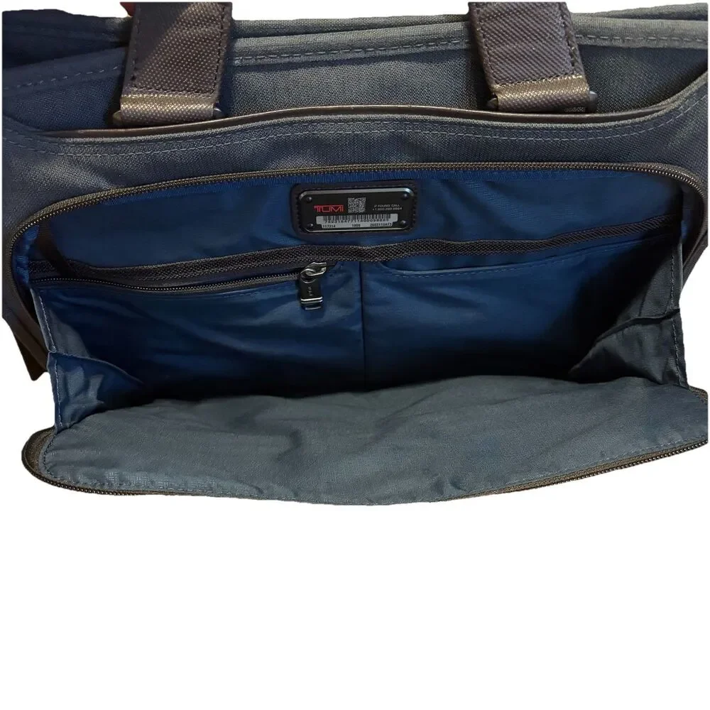 TUMI Alpha 3 Slim Deluxe Portfolio - Gray/ Blue Accents Embroidered* Doctor Bag